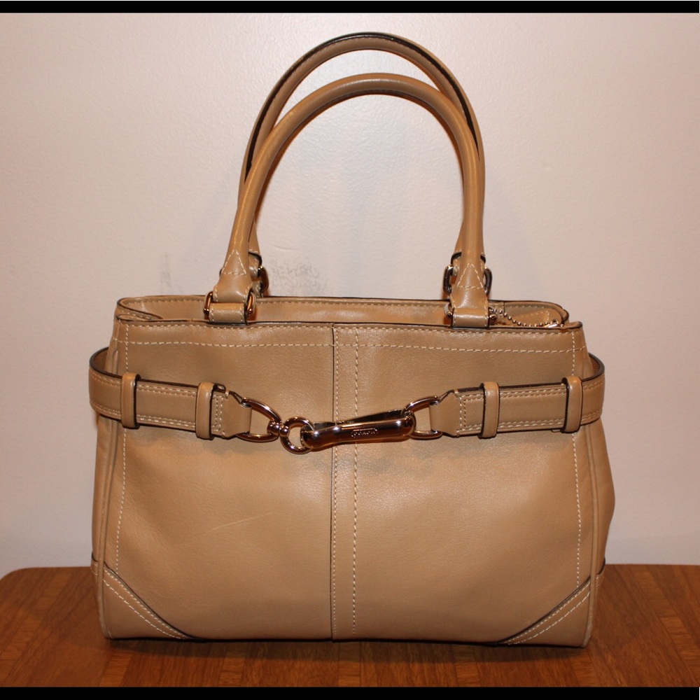 Leather coach handbag
